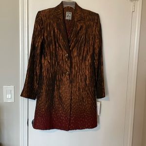 Z by Zelda Formal Vintage Dark Copper Crinkle Metallic Long Blazer size 6